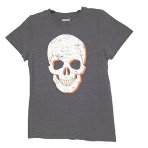 Y2K Goth Grunge Cotton Blend Mission Ridge Skull Graphic T-Shirt Mens S Charcoal